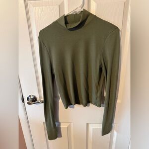 American Eagle Outfitters Hey Baby Ribbed Mock Neck Cropped Long Sleeve